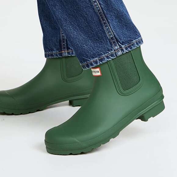 NEW HUNTER Original Chelsea Rain Boots - Waterproof in green for women 1125 6s3 - Picture 1 of 8